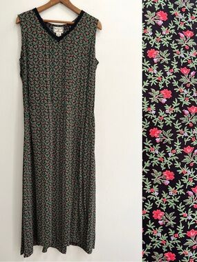 Vintage Deadstock April Cornell sleeveless ditsy floral maxi dress cottagecore
